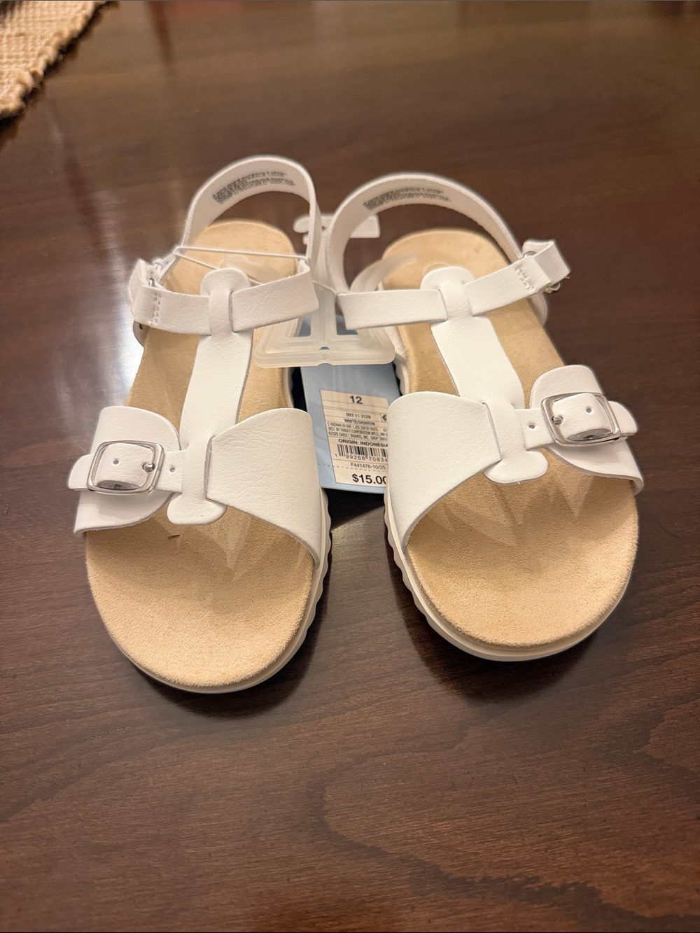Cat & Jack White T-Strap Buckle Kids Sandals